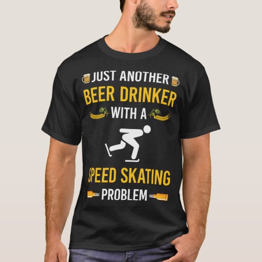 Bierdrinker schaatsen Schaats schaatser T-shirt (Voorkant)