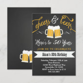 Bieren en juichen verjaardag uitnodiging 30e 40e e (Voorkant / Achterkant)