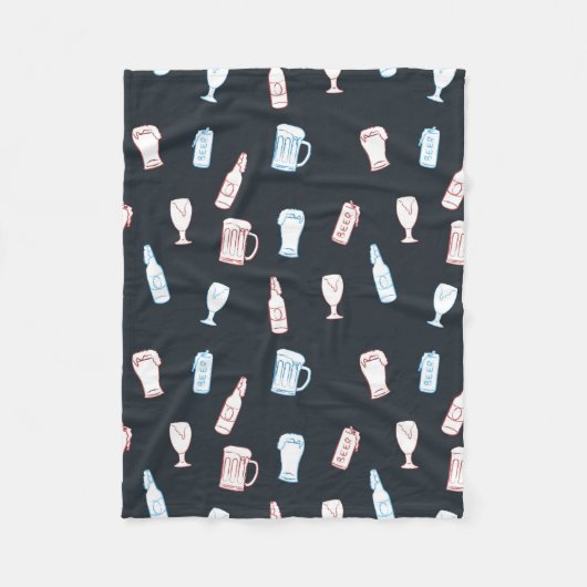 Bieren Rustieke Handgetekende Whimsical Bier Man C Fleece Deken (Voorkant)