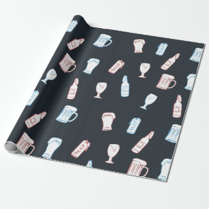 Bieren Rustieke Handgetekende Whimsical Bierfeest  Cadeaupapier
