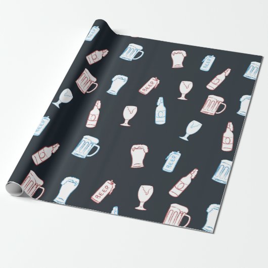 Bieren Rustieke Handgetekende Whimsical Bierfeest  Cadeaupapier (Uitgerold)