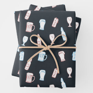 Bieren Rustieke Handgetekende Whimsical Bierfeest  Inpakpapier Vel