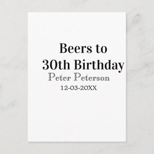 Bieren tot 30e verjaardag naam datum man stijlvolE Briefkaart (Voorkant)