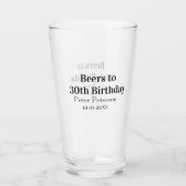 Bieren tot 30e verjaardag naam datum man stijlvolE Glas (Achterkant)