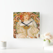 Bieren van de Meuse Art Nouveau Clock by Mucha Vierkante Klok (Huis)