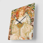 Bieren van de Meuse Art Nouveau Clock by Mucha Vierkante Klok (Hoek)