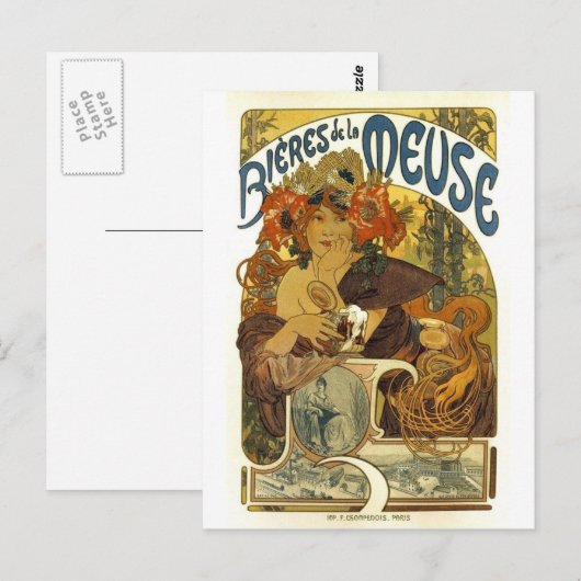 Bieres de la meuse  franse poster briefkaart (Voorkant / Achterkant)