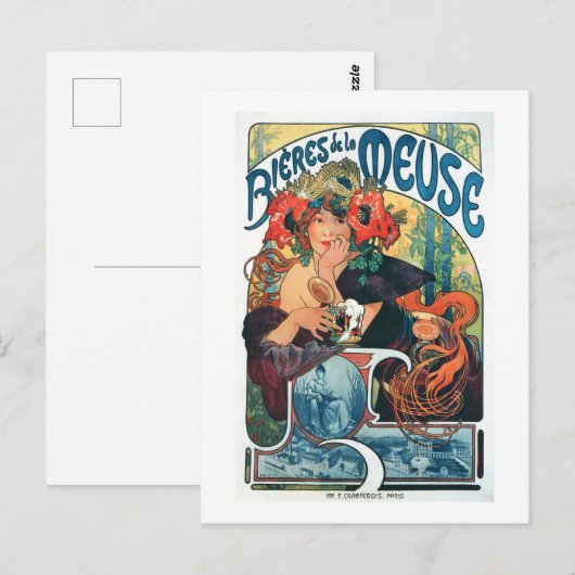 Bieres de la Meuse, Mucha Briefkaart (Voorkant / Achterkant)