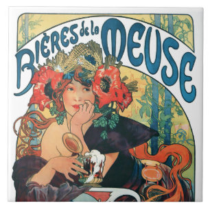 Bieres de la Meuse, Mucha Keramische Tegel Tegeltje