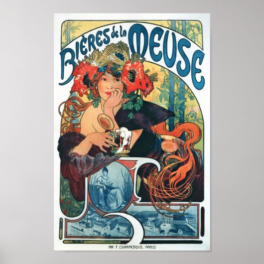 Bieres de la Meuse, Mucha Poster (Voorkant)