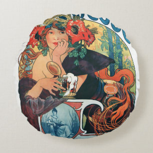 Bieres de la Meuse, Sierkussen Alphonse Mucha Rond Kussen