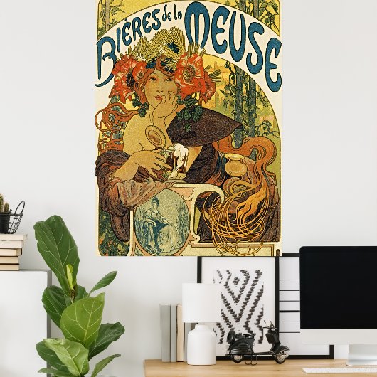 Bières de la Meuse van Alphonse Mucha -  Poster (Thuiskantoor)