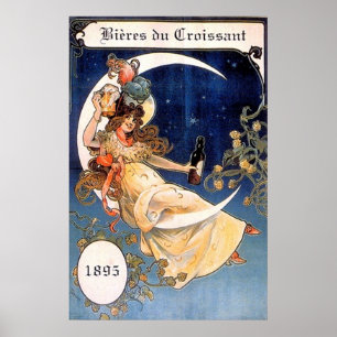 Bieres du Croissant 1895 Antieke Print