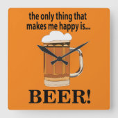 Bierfeest Drink Funny Beer Vierkante Klok (Voorkant)
