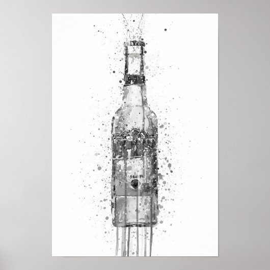 Bierfles Azteken Goud Grijs Poster (Voorkant)
