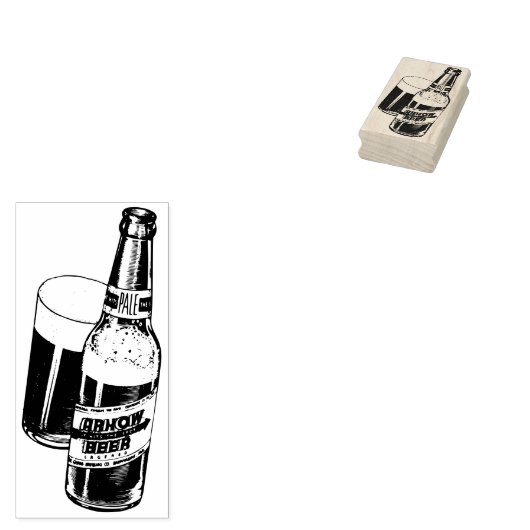Bierfles en glas rubberstempel (Gestempeld)