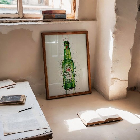 Bierfles Kunstprint 'Malachiet' Poster