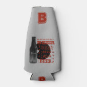 Bierfles Multi-Text Grijs/Zwart/Sinaasappel Flesjeskoeler (Voorkant)
