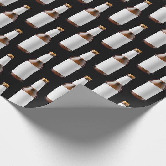 Bierfles op zwart cadeaupapier (Hoek)