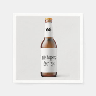 Bierfles voor 65e verthijdagsfeest servet