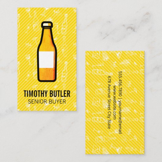 Bierfles wijn accessoire patronen visitekaartje (Voorkant / Achterkant)