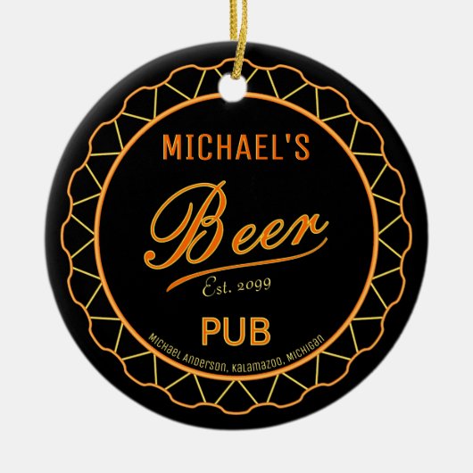 Bierflesdop Pub Keramisch Ornament (Voorkant)
