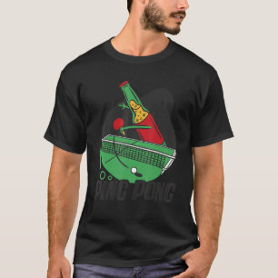Bierflesje met tafeltennisbat t-shirt