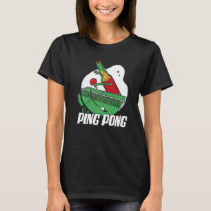 Bierflesje met tafeltennisbat t-shirt