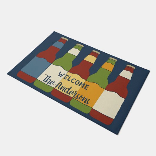 Bierflessen grafisch gepersonaliseerd deurmat (Schuin)