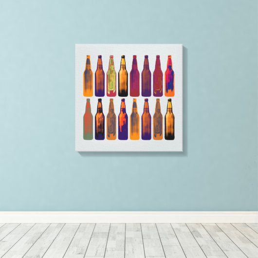 Bierflessen in kleuren canvas afdruk (Insitu (Houten vloer))