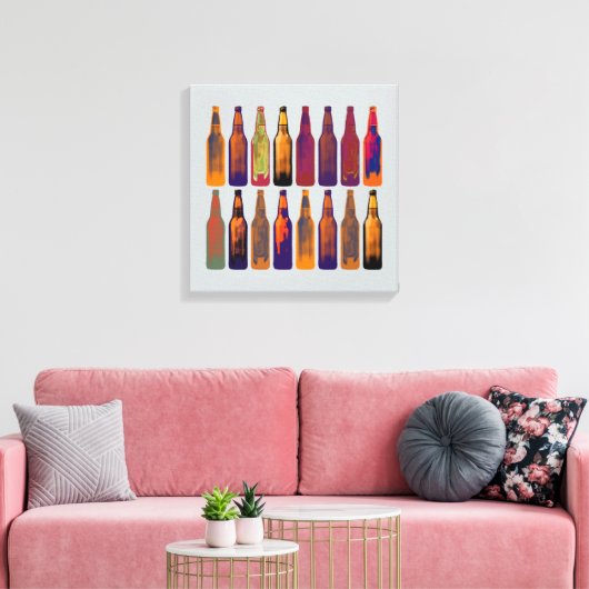 Bierflessen in kleuren canvas afdruk (Insitu (Woonkamer))