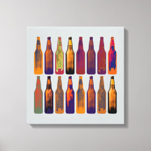 Bierflessen in kleuren canvas afdruk