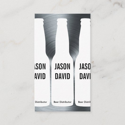 Bierflessen | Metalen achtergrond Visitekaartje (Voorkant)