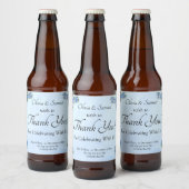 Bierflessenlabels - Blauwe pioenroos bruiloft Bier Etiket (Flessen)