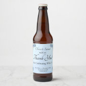 Bierflessenlabels - Blauwe pioenroos bruiloft Bier Etiket (Voorkant)