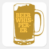 Bierfluisteraar Mok Vierkante Sticker (Voorkant)