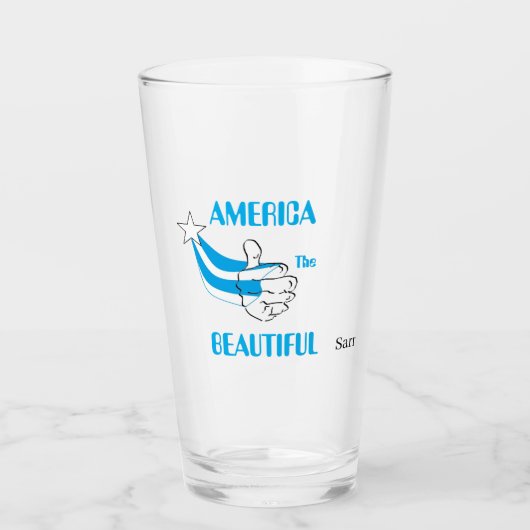 Bierglas : Amerika Het mooie Glas (Voorkant)