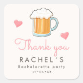 Bierglas dank u vierkante sticker (Voorkant)