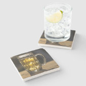 Bierglas drank close-up, India Stenen Onderzetter (Zijkant)