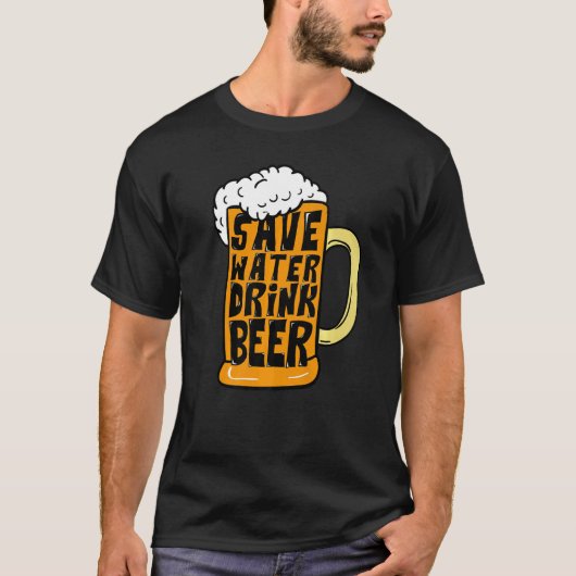 Bierglas Drink Save Water Drink Bier T-shirt (Voorkant)