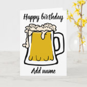 Bierglas Happy verjaardagskaart Kaart (Gele Bloem)