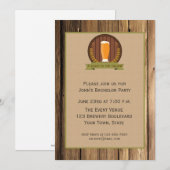 Bierglas, Houten Look Bachelor Party Kaart (Voorkant / Achterkant)