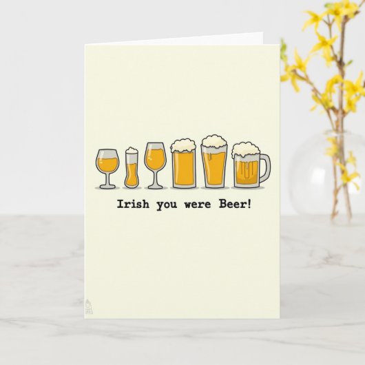 Bierglas Patroon Fun Kaart (Gele Bloem)