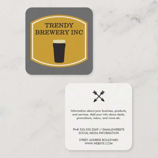 Bierglas Vierkante Visitekaartje (Voorkant / Achterkant)
