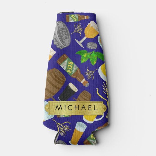 Bierglazen fleshop en gerst patroonnaam flesjeskoeler (Voorkant)