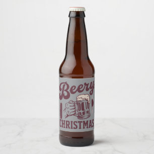 Bierige Kerst Vintage Feestelijke Feest Jongens Bi Bier Etiket