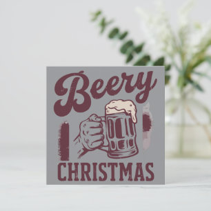 Bierige Kerst Vintage Festieve Feestmannen Bier Feestdagenkaart