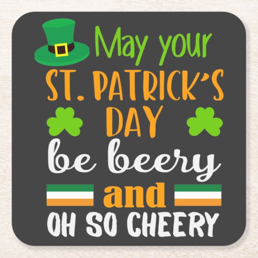 Bierige vrolijke St. Patrick's Day Kartonnen Onderzetters (Voorkant)