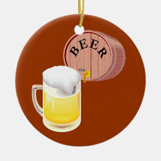 Bierkeg en bier stein keramisch ornament (Voorkant)