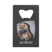 Bierkracht omhoog! Grappige Cartoon Sloth spelen s Creditkaart Flessenopener (Achterkant)